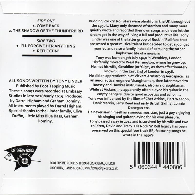 Darrel Higham - The Songs Of Tony Linder - Vinyl EP Vinyl
